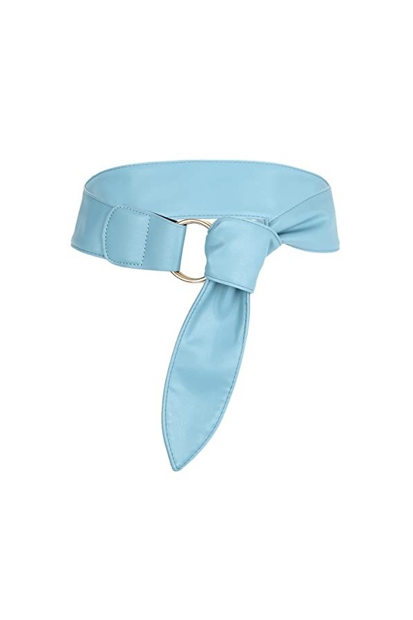 KYEYGWO Robe pour femme de 6 cm de large, ceinture réglable en cuir synthétique avec double anneau et boucle en métal, Bleu 
