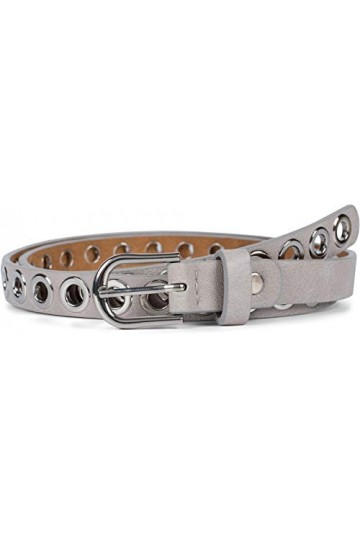 styleBREAKER Ceinture fine pour femme avec rivets perforés et surface mate unie, style vintage, peut être raccourcie 03010109