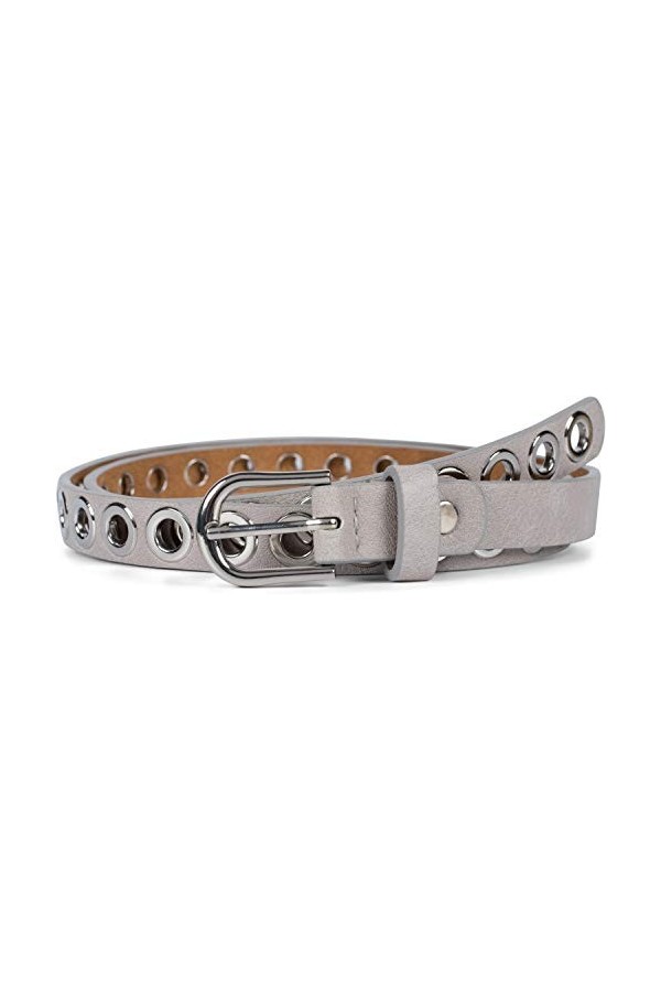 styleBREAKER Ceinture fine pour femme avec rivets perforés et surface mate unie, style vintage, peut être raccourcie 03010109
