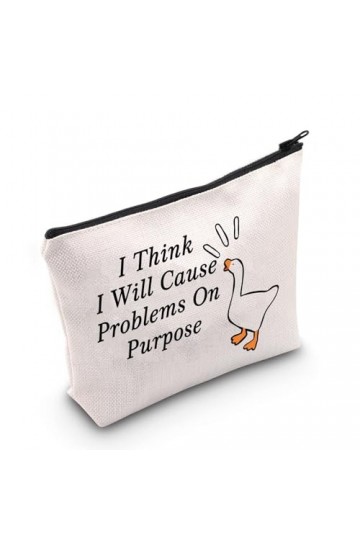 Goose Game I Think I Will Cause Problems On Purpose Pochette à fermeture éclair pour les amoureux des animaux de compagnie, S