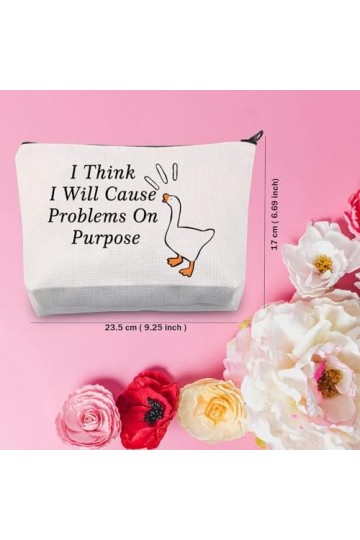 Goose Game I Think I Will Cause Problems On Purpose Pochette à fermeture éclair pour les amoureux des animaux de compagnie, S