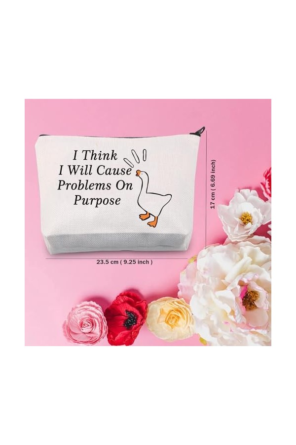 Goose Game I Think I Will Cause Problems On Purpose Pochette à fermeture éclair pour les amoureux des animaux de compagnie, S