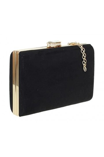 Girly Handbags Pochette élégante en daim, Noir ,