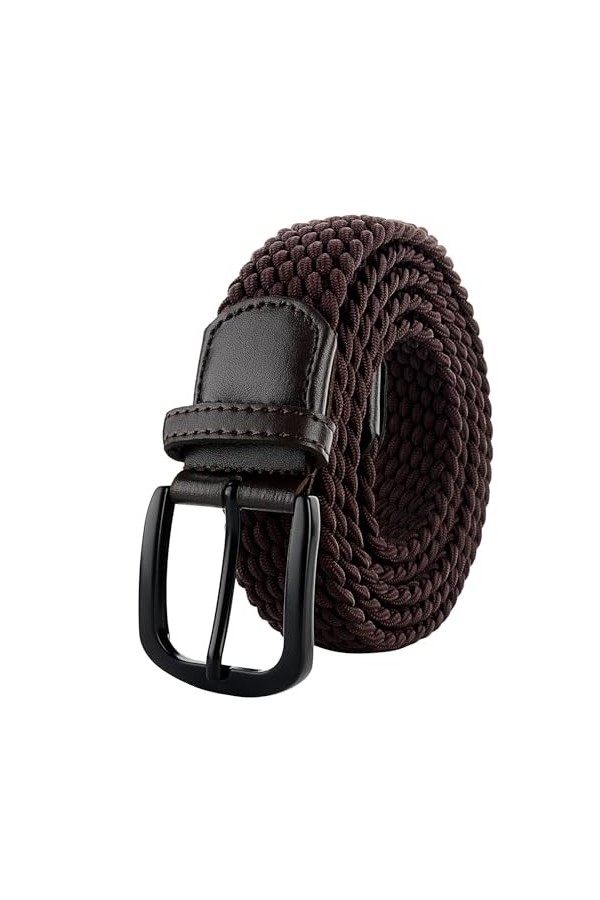 Awlyfm Ceinture élastique élastique en tissu de grande taille - Ceinture unisexe - 120-170 cm - Noir marron, Noir , X-Large