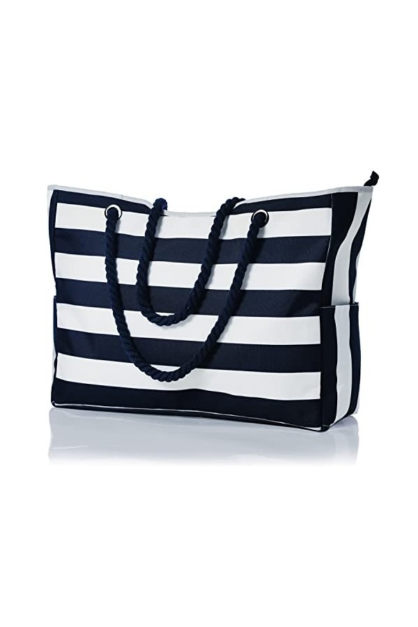 MULTIONS Sac de plage, sac de plage imperméable pour femme avec fermeture éclair, sac fourre-tout de plage dété avec poches,