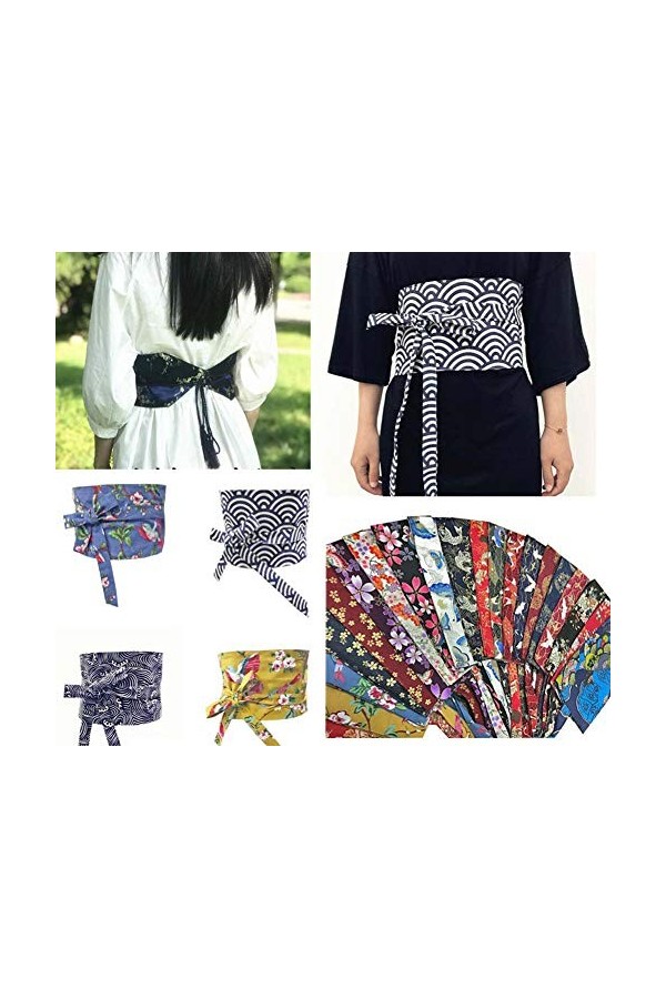 Black Temptation Kimono Vintage Imprimé Style Japonais Large Ceinture G4 