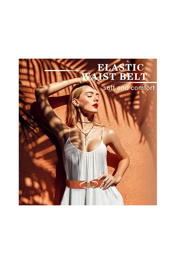 worahroe Lot de 3 ceintures extensibles pour femme - Ceinture tendance large et élastique rétro - En cuir synthétique élégant