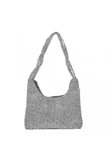 1 article sac à bandoulière incrusté de diamants, accessoires de soirée à la mode, sac à main pour femme, pochette élégante, 