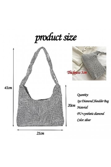 1 article sac à bandoulière incrusté de diamants, accessoires de soirée à la mode, sac à main pour femme, pochette élégante, 