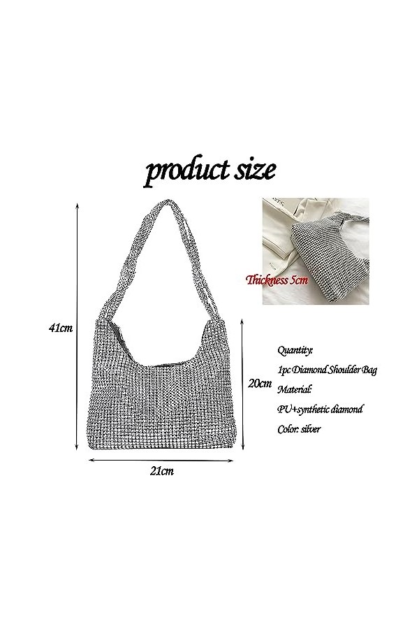 1 article sac à bandoulière incrusté de diamants, accessoires de soirée à la mode, sac à main pour femme, pochette élégante, 