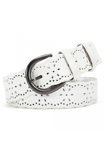 XZQTIVE Ceinture pour femme pour jeans - Ceinture creuse en cuir pour pantalon - Large ceinture avec boucle solide - Largeur 