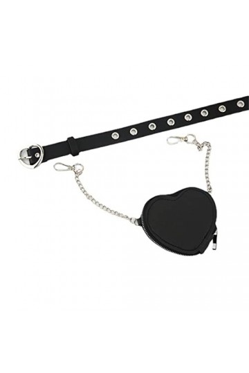 DSITNDAM 1 ceinture à chaîne pour femme, ceinture en cuir, 1 collier gothique en polyuréthane, pantalon tendance pour femme e