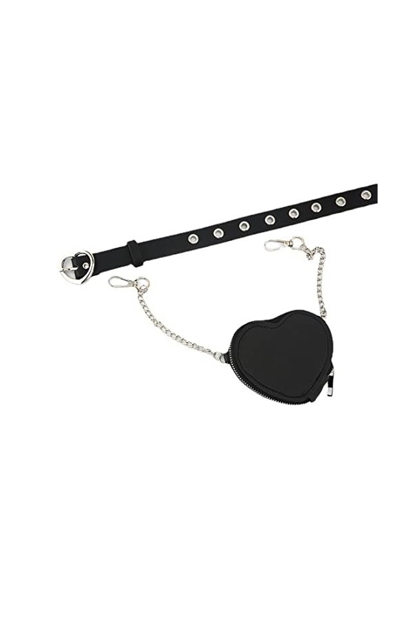 DSITNDAM 1 ceinture à chaîne pour femme, ceinture en cuir, 1 collier gothique en polyuréthane, pantalon tendance pour femme e