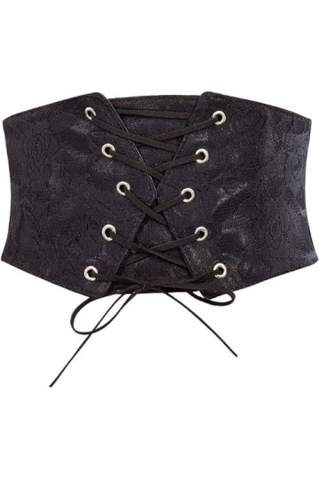 GRACE KARIN Ceinture large en dentelle florale pour femme - Taille médiévale - Gothique - Taille élastique pour robes, Noir ,