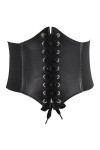 Ceinture corset rétro noire à lacets – Large élastique en cuir PU, ajustement réglable, accessoire de mode polyvalent – Taill