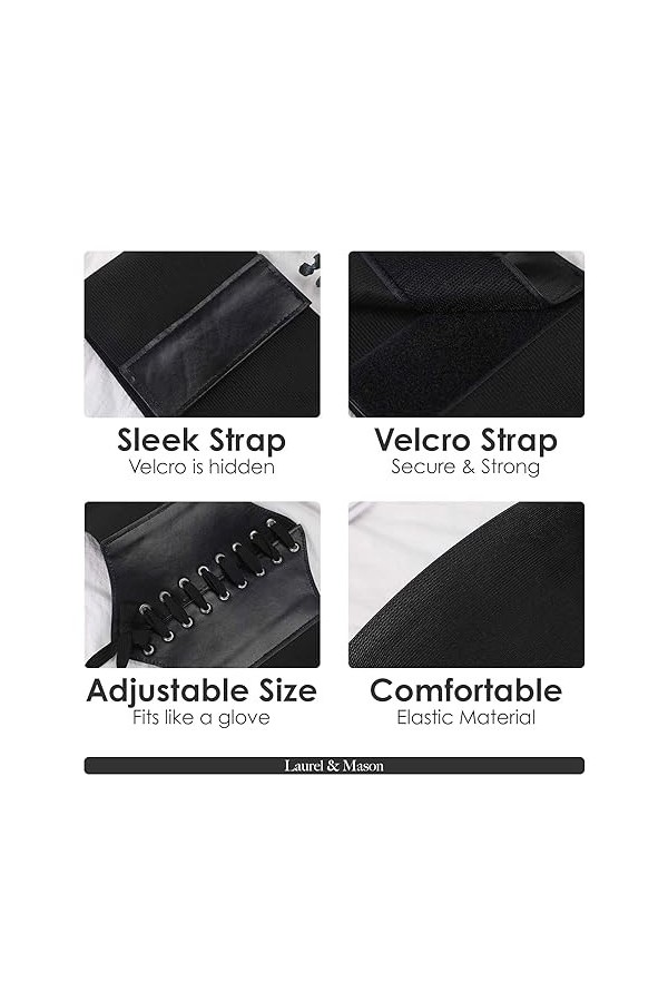Ceinture corset rétro noire à lacets – Large élastique en cuir PU, ajustement réglable, accessoire de mode polyvalent – Taill
