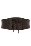SCARLET DARKNESS Ceinture élastique vintage en dentelle Steampunk pour femme, Marron foncé 452a23-2, XXL