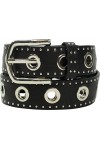 fashionchimp ® Ceinture pour femme avec œillets XXL et rivets - Ceinture en jean vintage - Largeur : env. 3,5 cm, Noir , BW10
