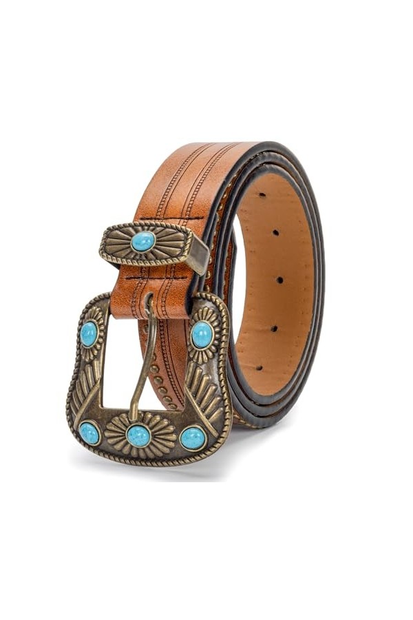 JowTreex Ceintures en cuir de cowgirl western – Ceinture de cowboy cowgirl country – Ceinture vintage avec gravure florale po