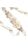 RDWESZOD Ceinture florale pour femme et fille - Pour mariage et fête prénatale, blanc lait-a, M