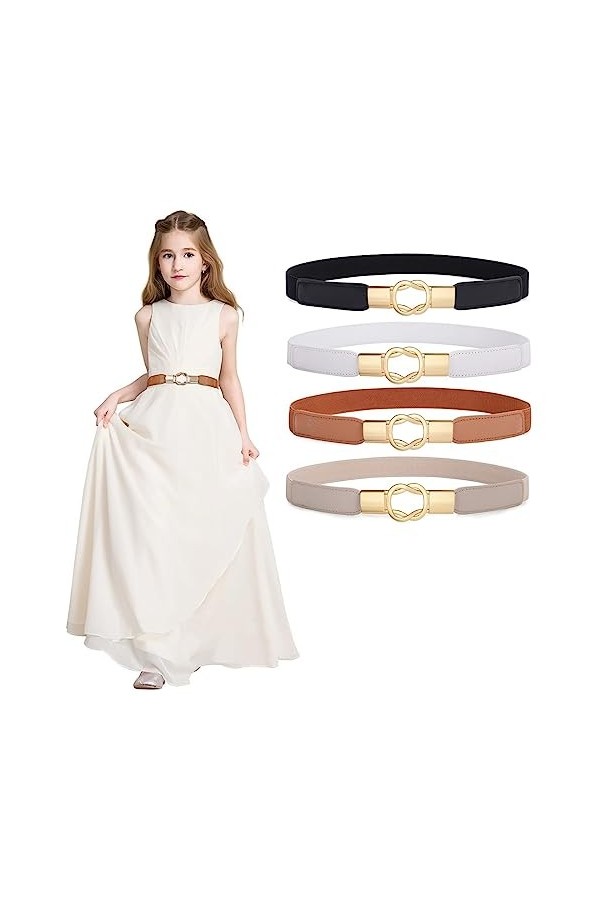 WXNPA 4 Pièces Ceinture Élastique pour Femme, Large Ceinture Vintage pour Robe, Chemises Ceintures de Mode pour Dames