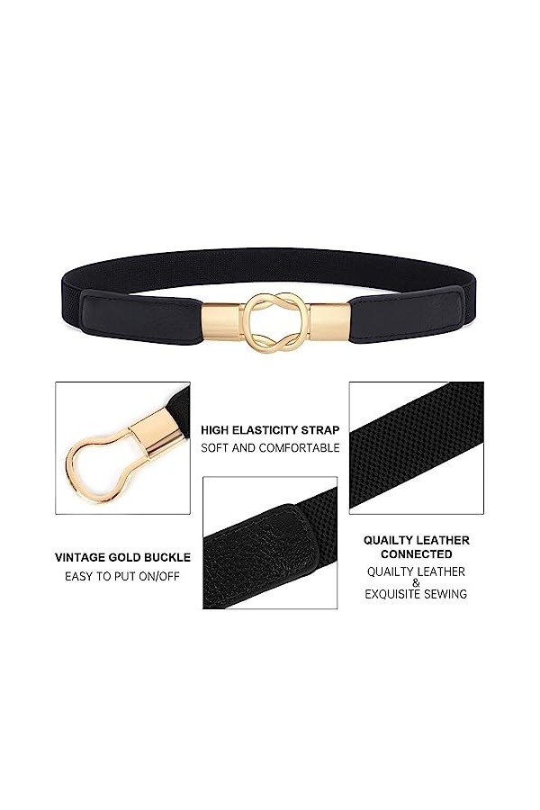 WXNPA 4 Pièces Ceinture Élastique pour Femme, Large Ceinture Vintage pour Robe, Chemises Ceintures de Mode pour Dames