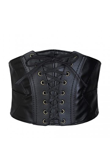 Tenorbass Womens Waist Corset Belt, Wide Leather Corset Belt Medieval Lace-up Tied Corset Elastic Waist Belt Retro Steampunk 