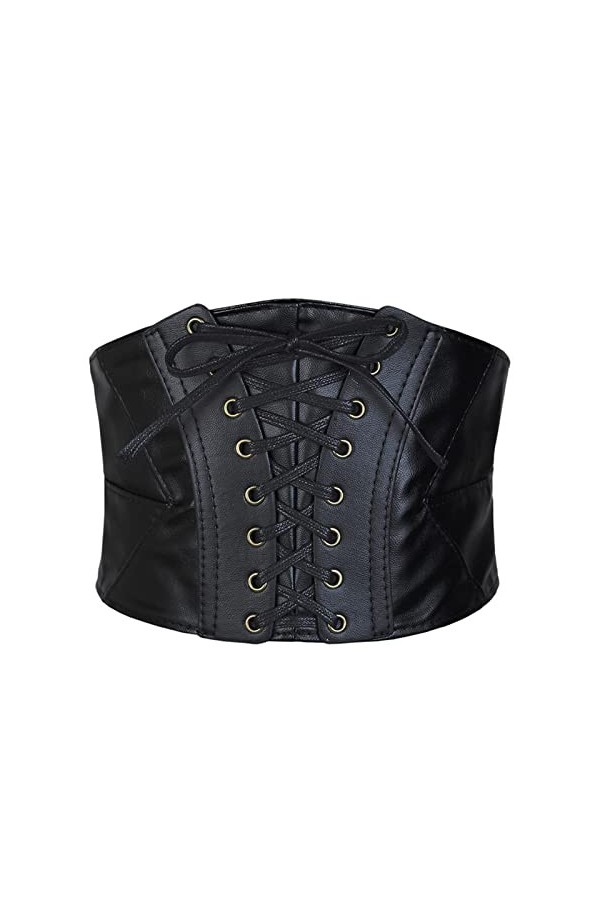 Tenorbass Womens Waist Corset Belt, Wide Leather Corset Belt Medieval Lace-up Tied Corset Elastic Waist Belt Retro Steampunk 