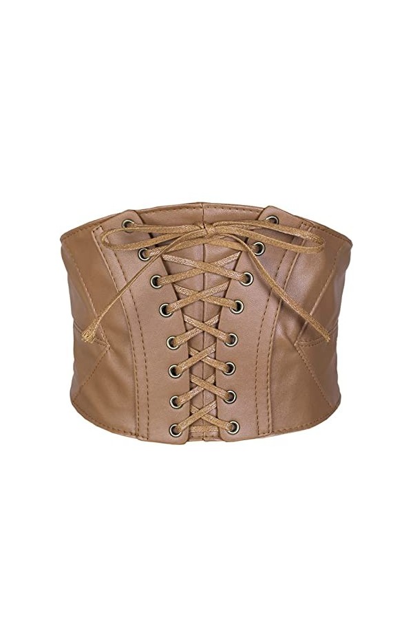 Tenorbass Womens Waist Corset Belt, Wide Leather Corset Belt Medieval Lace-up Tied Corset Elastic Waist Belt Retro Steampunk 