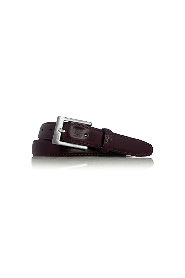 almela Ceinture femme étroite | 2,5cm de large - 25mm | Cuir Véritable | Ceinture fine | Boucle en argent satiné | Womens th