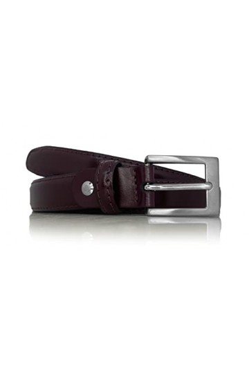 almela Ceinture femme étroite | 2,5cm de large - 25mm | Cuir Véritable | Ceinture fine | Boucle en argent satiné | Womens th