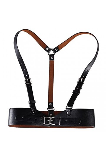 COSFAN Ceinture corset en cuir punk,harnais élastique pour femmes,chaîne de poitrine gothique,ceinture rétro pour Cosplay Hal