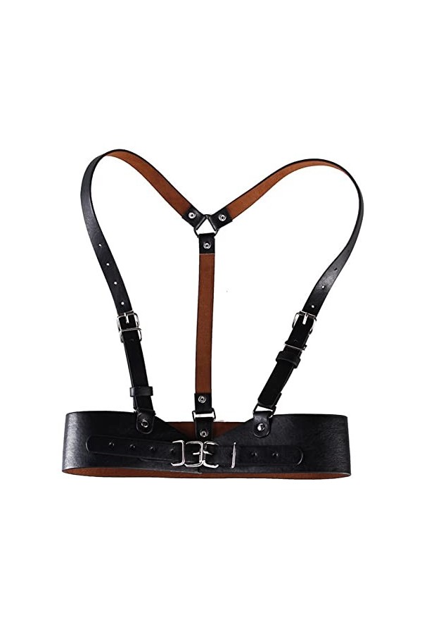 COSFAN Ceinture corset en cuir punk,harnais élastique pour femmes,chaîne de poitrine gothique,ceinture rétro pour Cosplay Hal