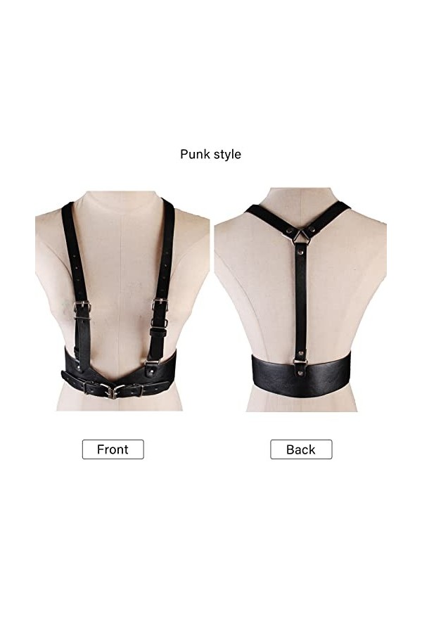 COSFAN Ceinture corset en cuir punk,harnais élastique pour femmes,chaîne de poitrine gothique,ceinture rétro pour Cosplay Hal