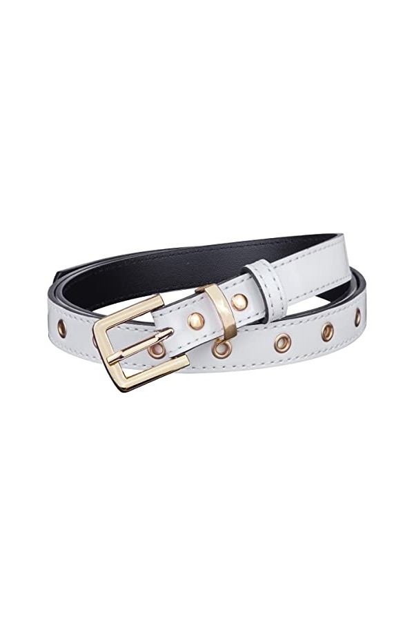 KYEYGWO Ceinture fine en cuir verni réglable en cuir synthétique pour femme, ceinture punk et ceinture, pour les loisirs, pou