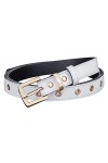 KYEYGWO Ceinture fine en cuir verni réglable en cuir synthétique pour femme, ceinture punk et ceinture, pour les loisirs, pou