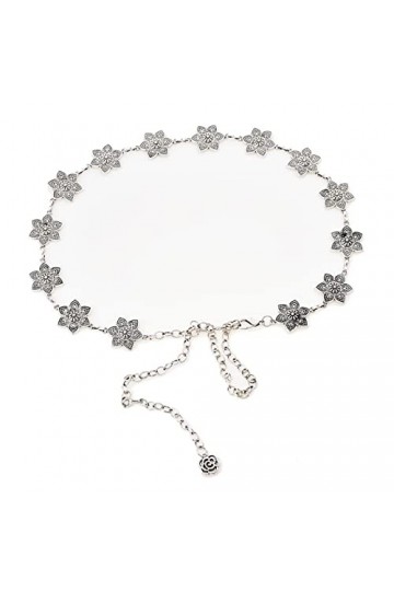 GANMFOYC Ceinture gravée en métal, ceinture de tournesol argentée élégante de mode, ceinture en métal de style ethnique pour 