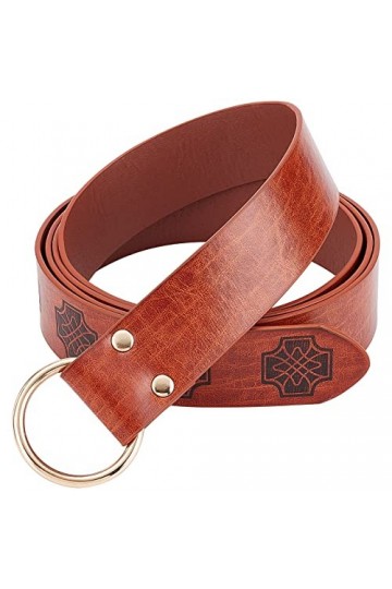GORGECRAFT Ceinture de Chevalier Médiéval en Cuir Gaufré Renaissance de 66, 5 cm avec Boucles à Anneau Torique Ceinture de S