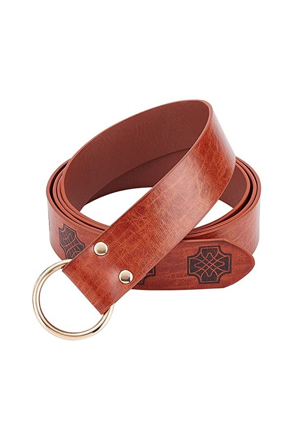 GORGECRAFT Ceinture de Chevalier Médiéval en Cuir Gaufré Renaissance de 66, 5 cm avec Boucles à Anneau Torique Ceinture de S