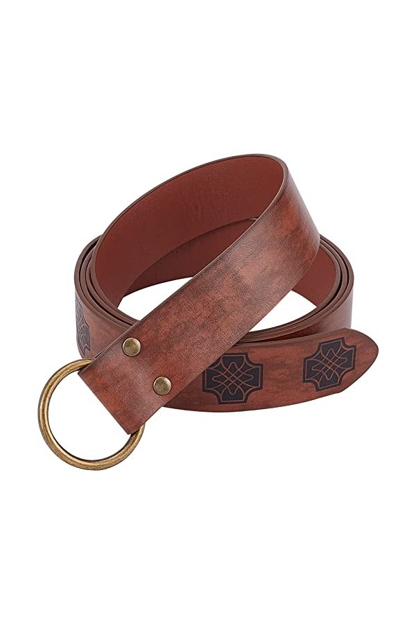 GORGECRAFT Ceinture de Chevalier Médiéval en Cuir Gaufré Renaissance de 66, 5 cm avec Boucles à Anneau Torique Ceinture de S