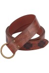 GORGECRAFT Ceinture de Chevalier Médiéval en Cuir Gaufré Renaissance de 66, 5 cm avec Boucles à Anneau Torique Ceinture de S