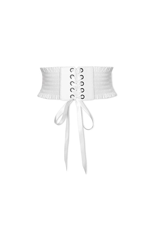 LumiSyne Ceinture Corset à Lacets Pour Femme Ceinture Élastique Large Conception De Bouton Pression Garniture à Volants Mode 