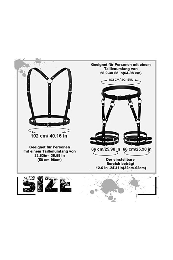 2 Ceintures de Corps Noires en Cuir Ceinture de Jambe Gothique avec Jarretières