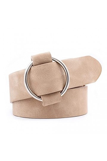 XZQTIVE Ceinture en cuir pour femme avec boucle circulaire No Pin & Hole Ceinture réglable pour jeans, B-kaki, Fit Taille Grö
