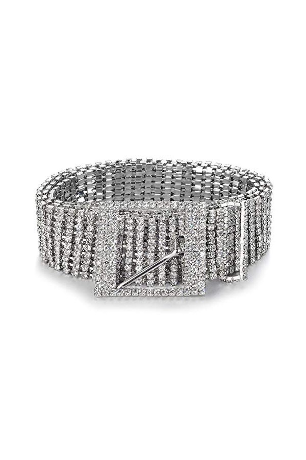 ZAK168 Ceinture complète en strass pour femme - Ceinture brillante pour mariage, vacances, bal de fin dannée, robe de soirée