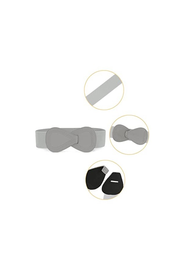 sourcing map Dame Numéro 8 boucle verrouillage panneau Ceinture élastique bleu Sangle Grise Taille ajustée: 25 "/ 63,5 cm - 3