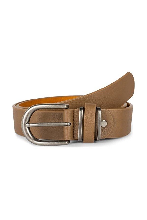 styleBREAKER Ceinture unisexe unie avec métal au passant, faux cuir unicolore, ceinture, raccourcissable 03010123, couleur:Bl