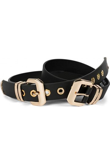 styleBREAKER Ceinture pour femmes avec double boucle dorée et rivets à trous, B-Low Belt, ceinture de taille, raccourcissable