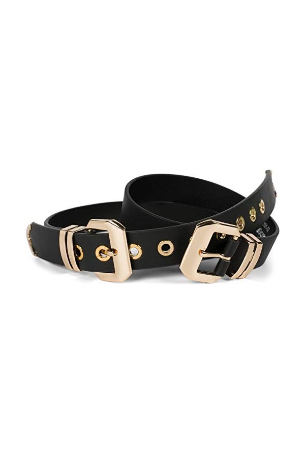 styleBREAKER Ceinture pour femmes avec double boucle dorée et rivets à trous, B-Low Belt, ceinture de taille, raccourcissable