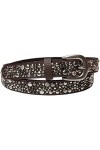 styleBREAKER Ceinture effet vintage, fine ceinture pour femmes avec des rivets et des strass, longueur ajustable 03010021, ta